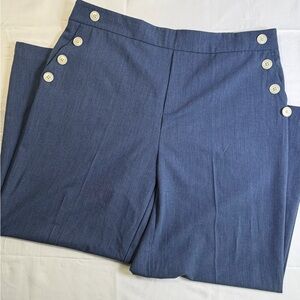 Blue Button-Wide Leg HAVEN & BLAIR Trousers- Size LARGE
